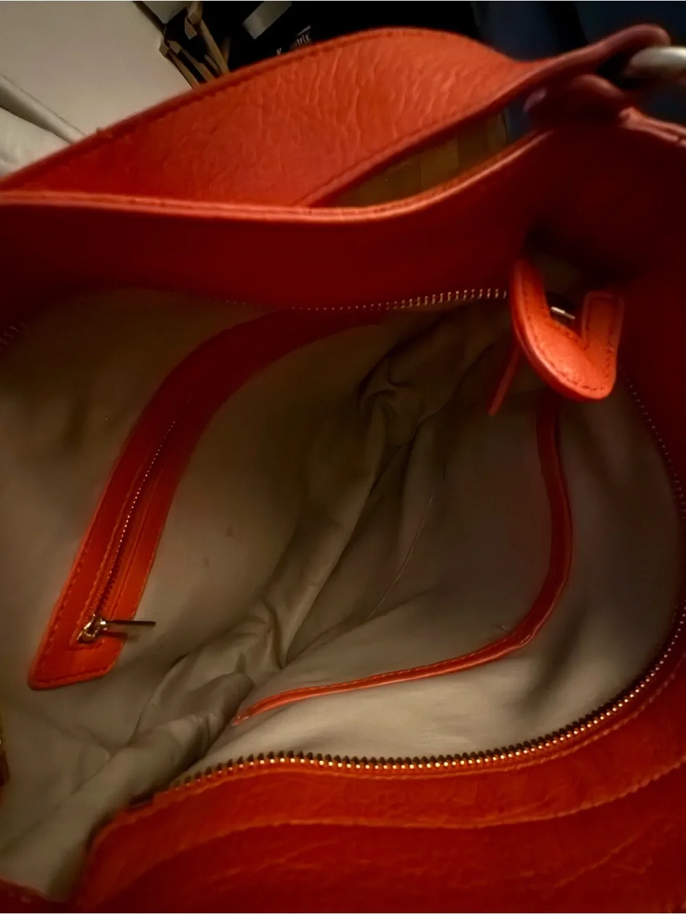 Lancaster Paris Red Pebbled Leather Hobo Shoulder Bag Gold Hardware France